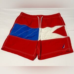 Nautica Vintage Swim Trunks - Red, Blue, & White
